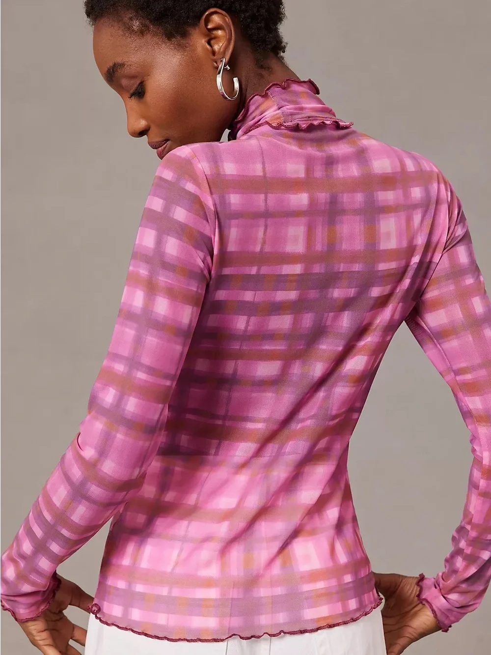 Pilcro Plaid Turtleneck Top